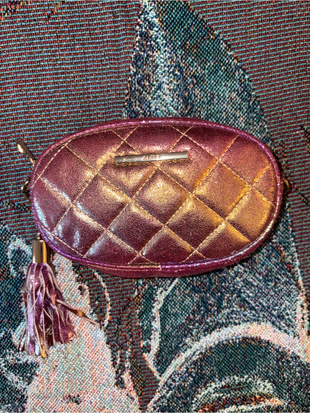 Aldo Metallic Pink Quilted Wristlet with Gold (New Crossbody Without Strap)